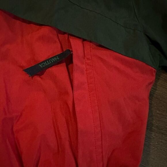 Vtg Nautica Mens 2 in 1 Coat Quilted Lined Layered Hidden Hood Colorblock Sz M - Picture 4 of 14